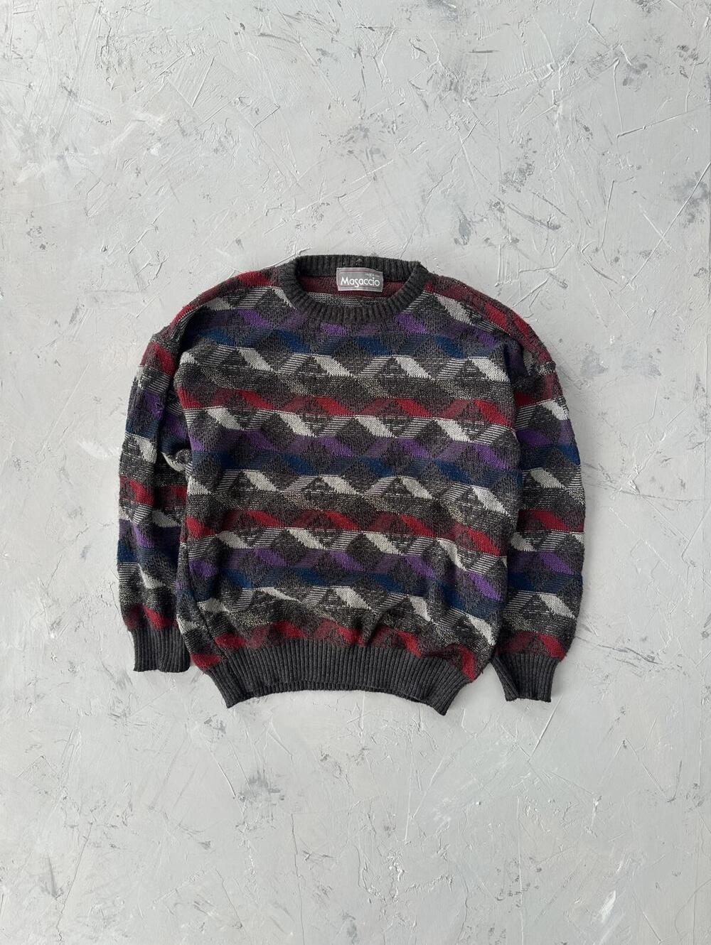 Vintage 90's multicoloured square knit sweater (made in Italy)